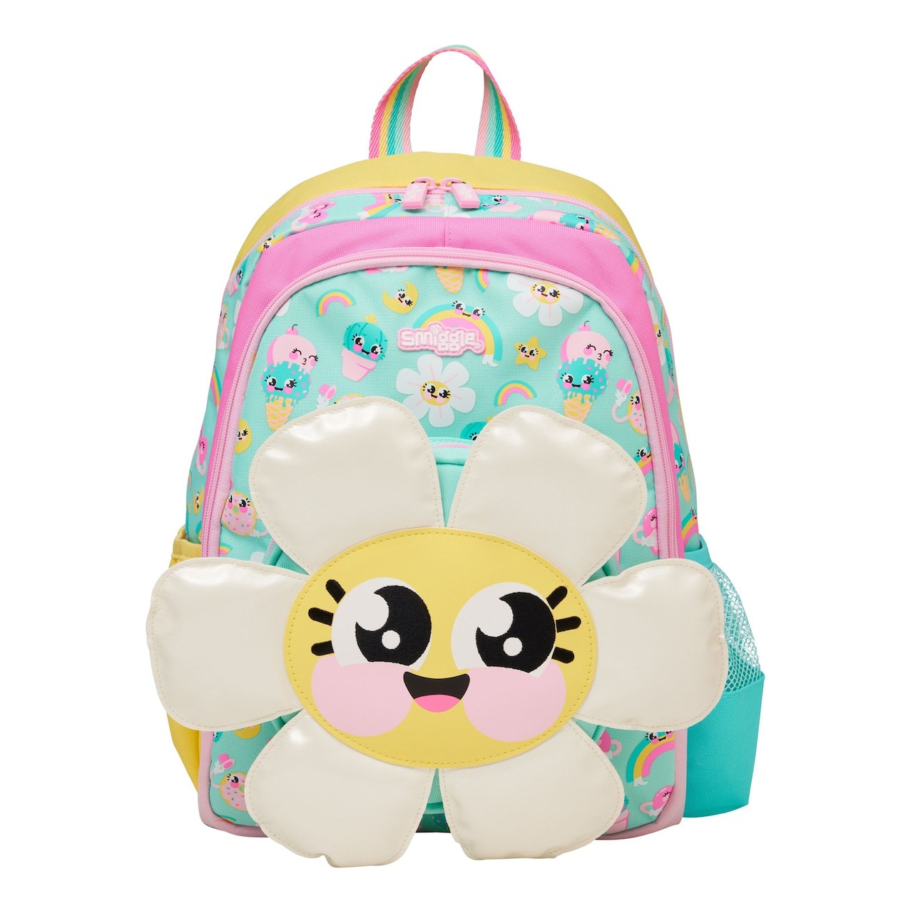 Smiggle Flower Design Set Of 3pcs Lunch Bag Case Backpack 38cm