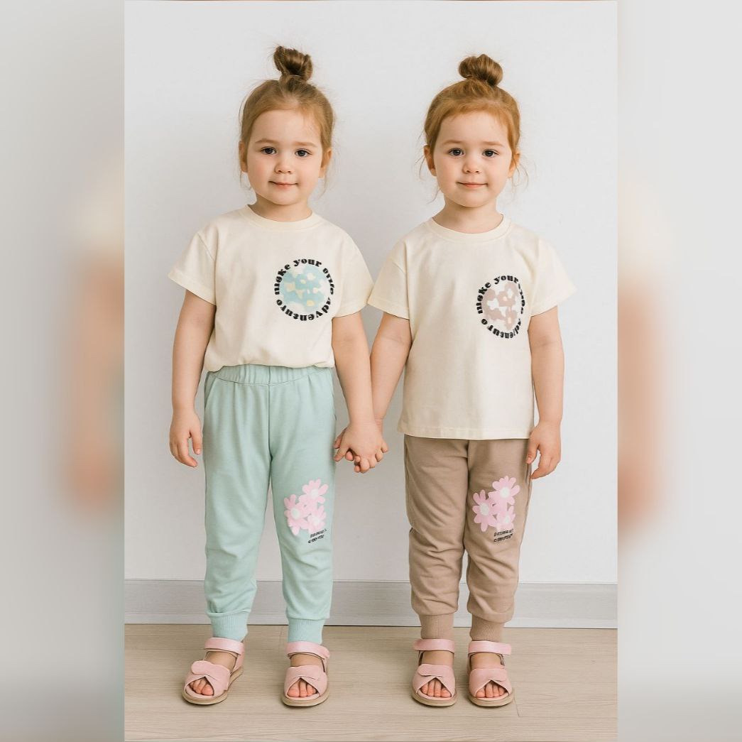 Girls Cotton Flower Design – Soft Summer Outfit (4–5Y)