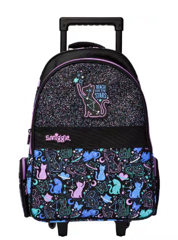 Smiggle Black Cat Design 3pcs Backpack 42cm lunch Bag Case