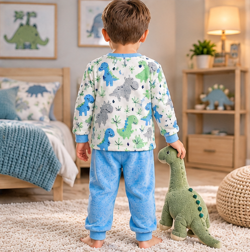 Kids’ Warm Winter Dinosaur Pajama Set | 6-16Y
