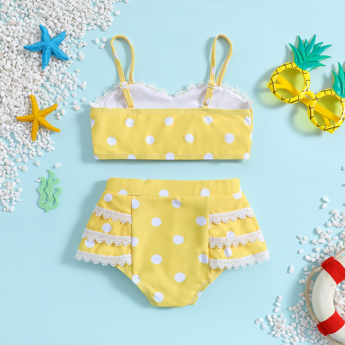 Swimwear For Kids Dots Design Set Of 2 Pcs Size 1-7y