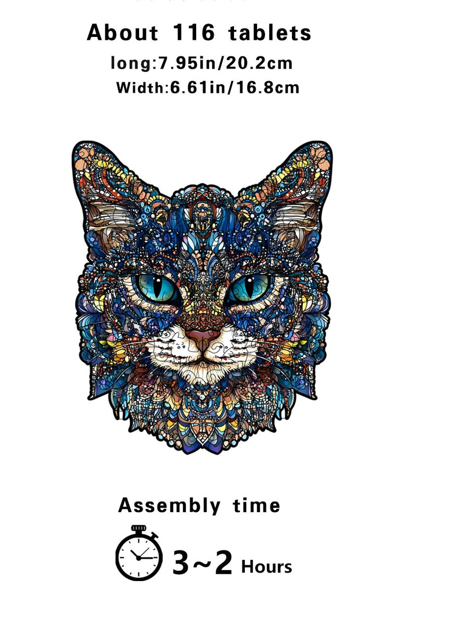 Mystic Cat Wooden Puzzle – 212 Pieces | Premium Animal Jigsaw Puzzle