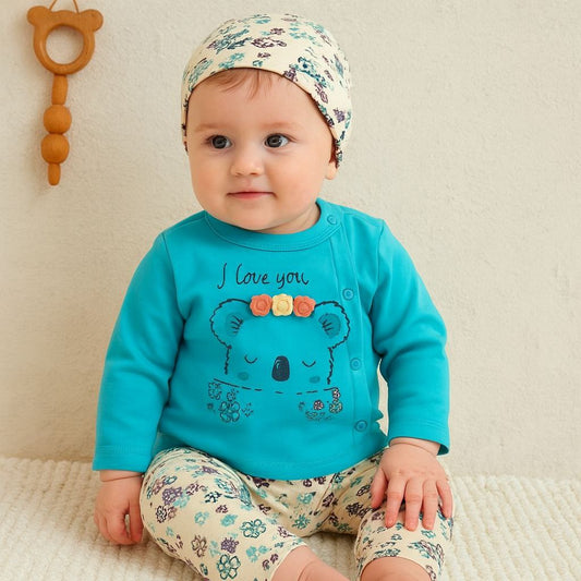 Set For Baby Girl Bear & Flower Design Size 0-6 months