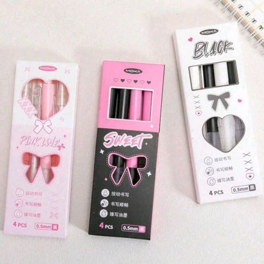 Heart Design Pen Pack Of 4 Pcs 0.5mm