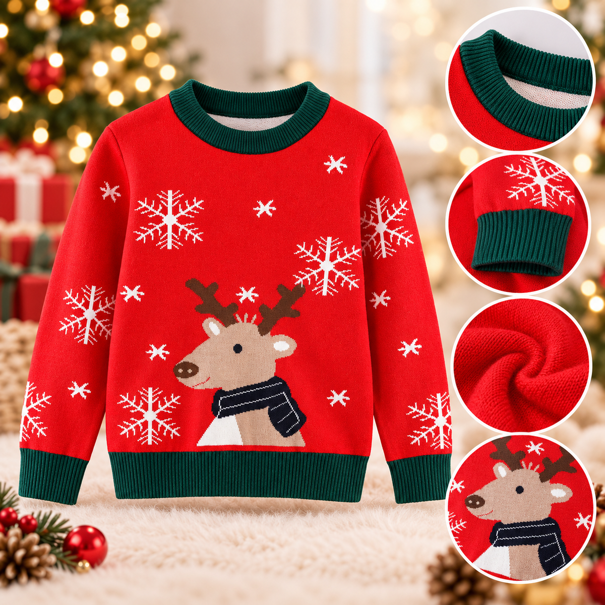 Kids' Christmas Reindeer Sweater | 1–8Y