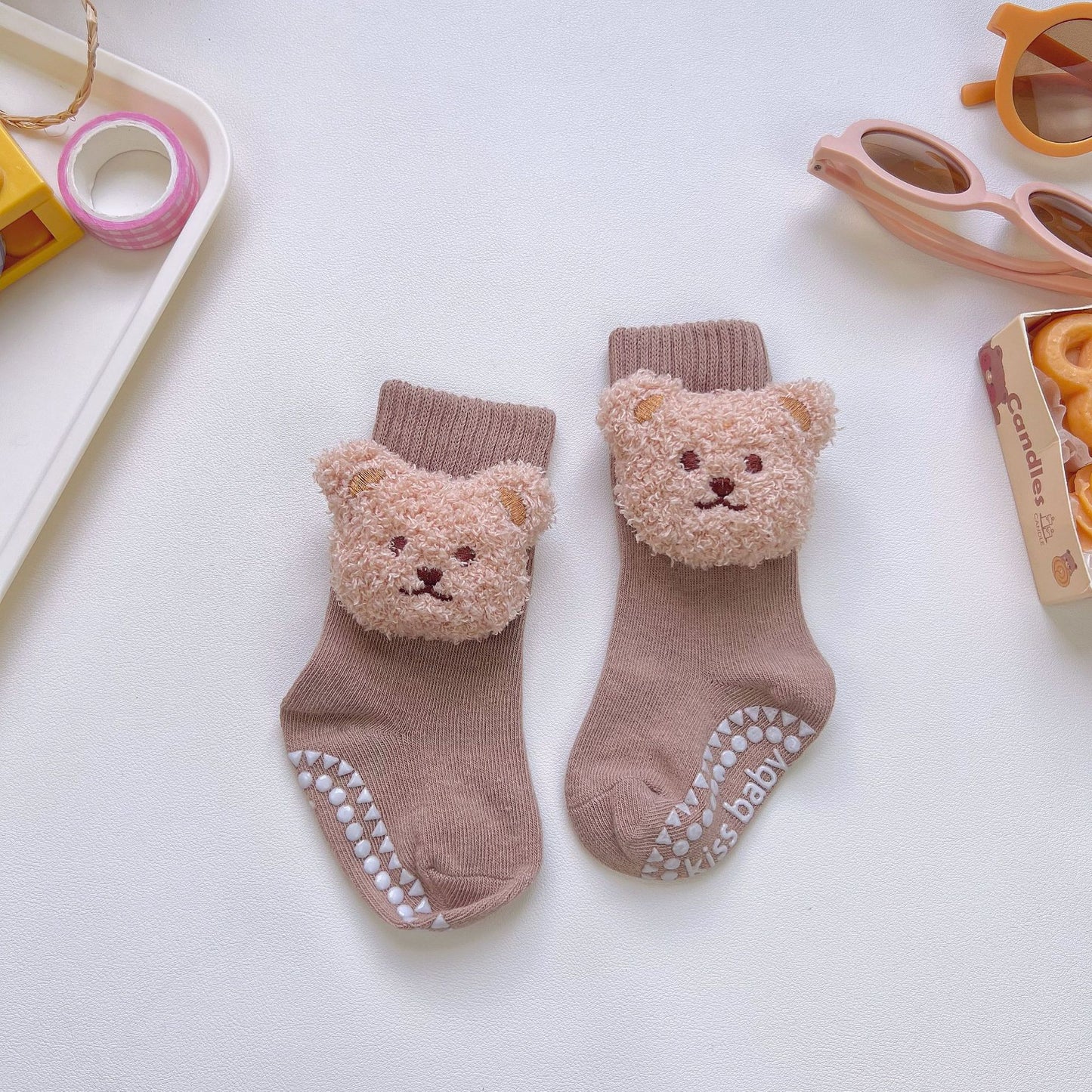 Cute Teddy Bear Baby Grip Socks
