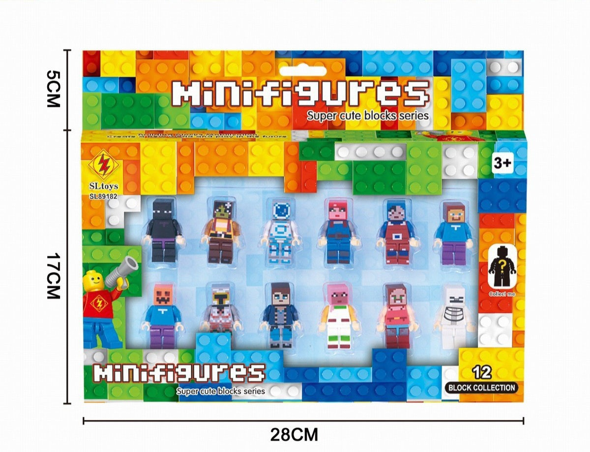 Pixel Block Mini Figures – 12-Piece Character Collection Set