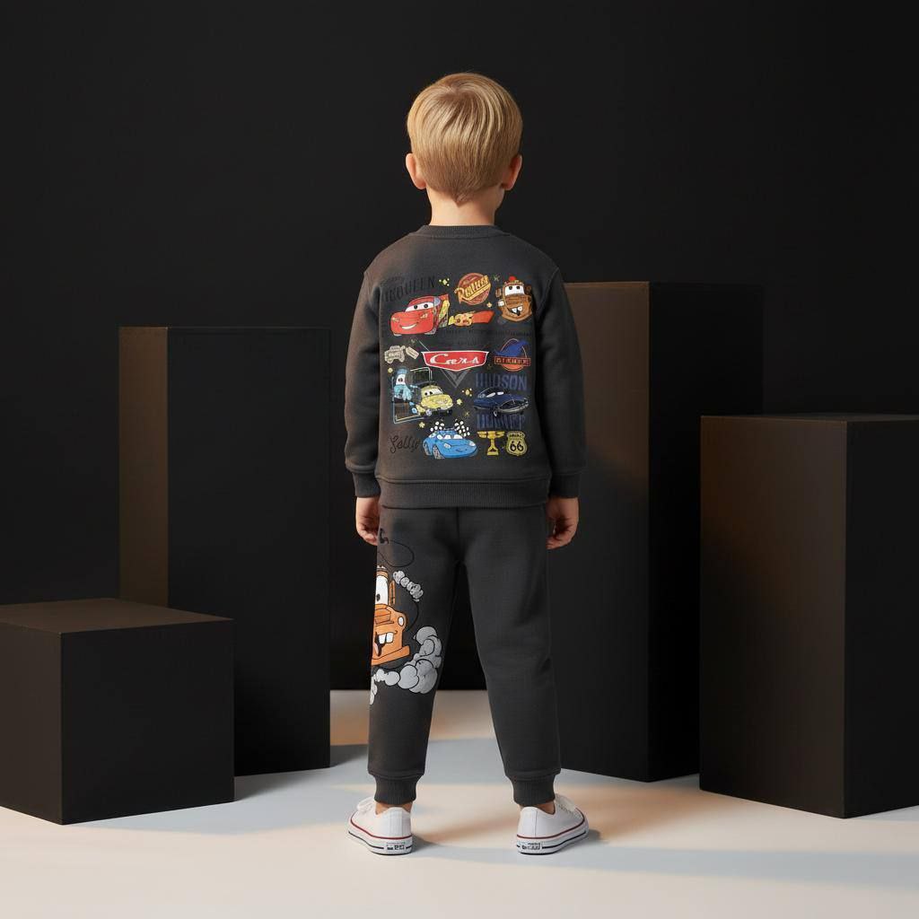 Dark Grey Cotton Outfit Disney Cars Design Size 2-8y