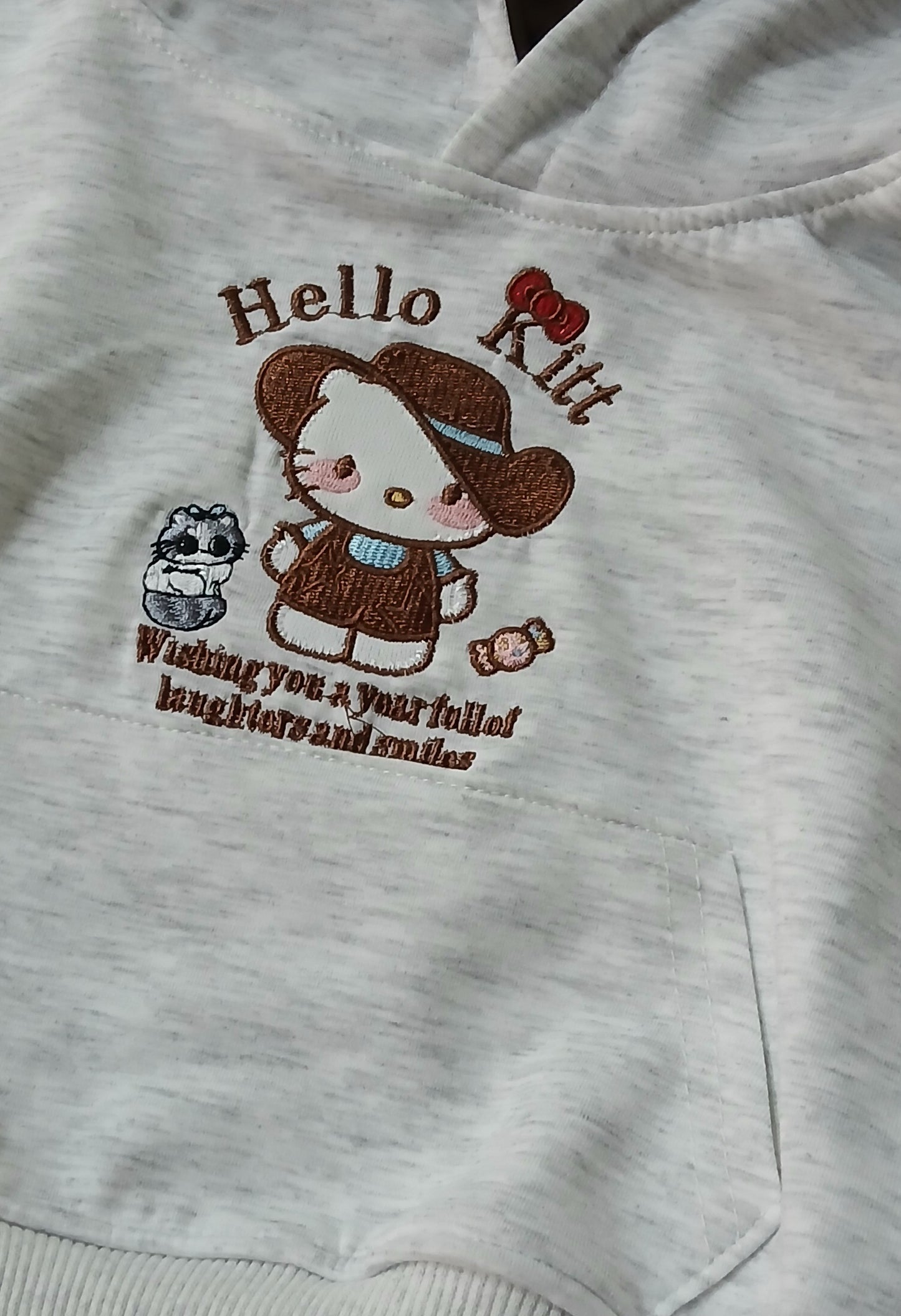 Hoodie Light Grey Hello Kitty Design Size 1-2y