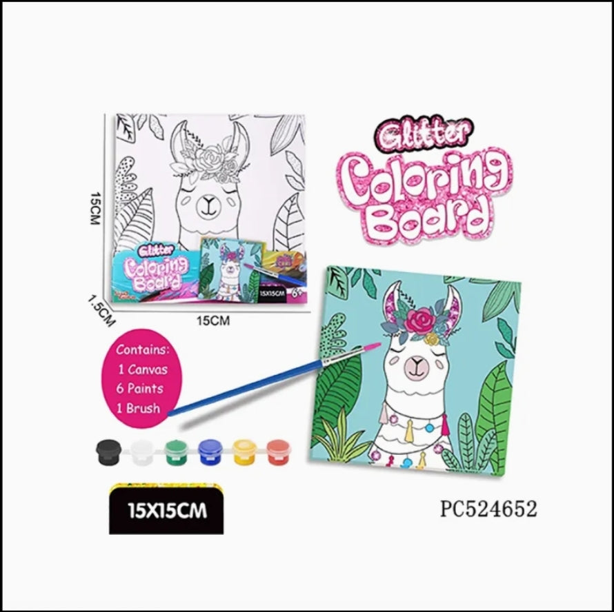 DIY Glitter Canvas Painting Kit For Kids Lion/Lama Design