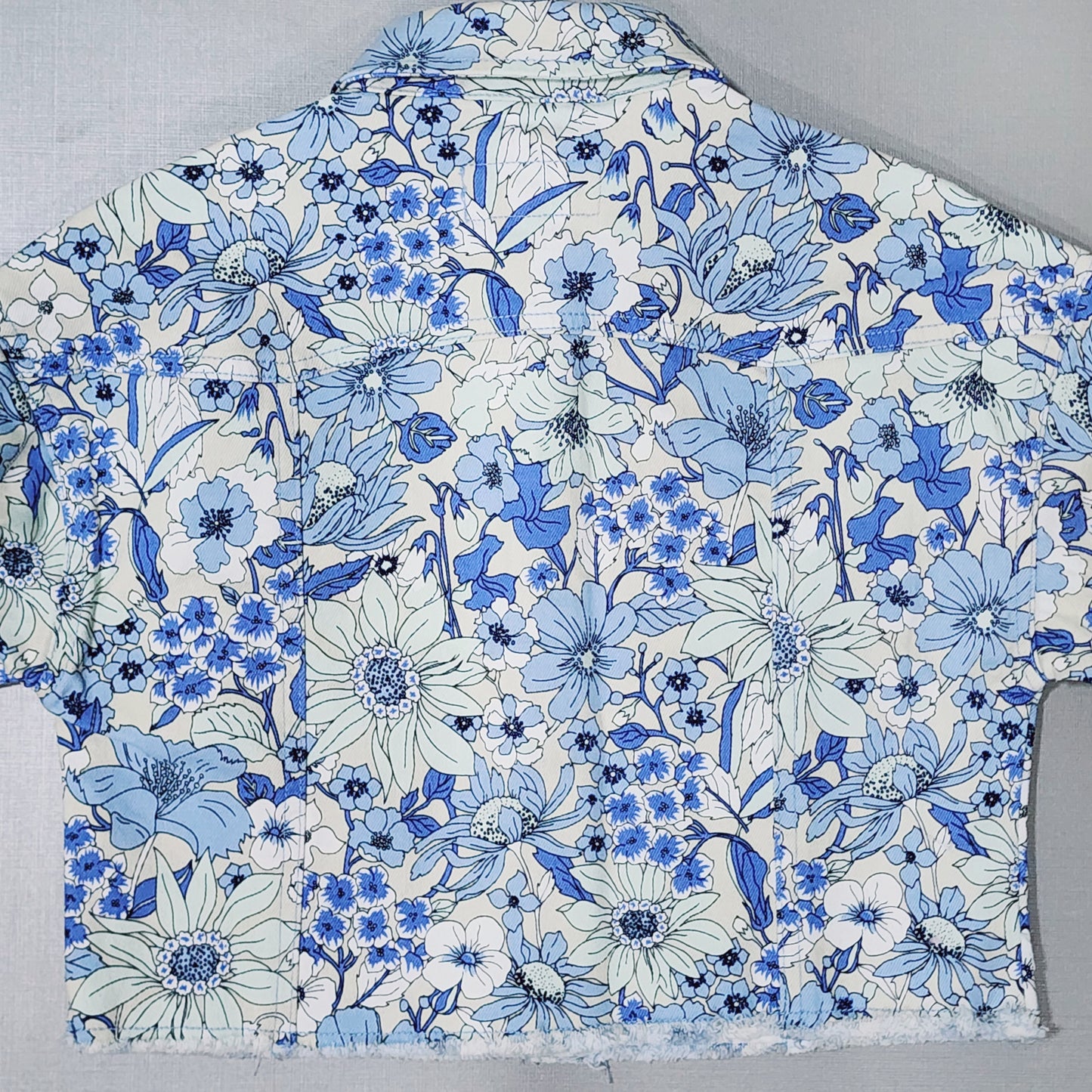 Oversize Floral Denim Jacket For Girls Size 5-6y