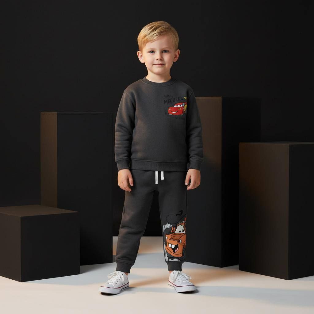 Dark Grey Cotton Outfit Disney Cars Design Size 2-8y