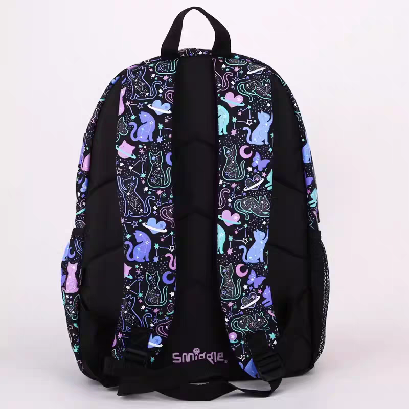 Smiggle Black Cat Design 3pcs Backpack 42cm lunch Bag Case