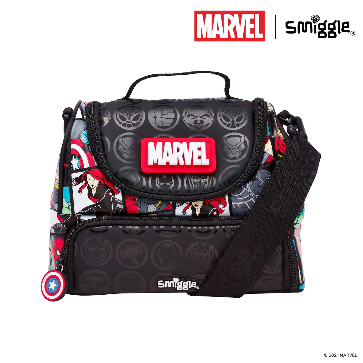 Smiggle Marvel Design 4Pcs Set Backpack 42cm Bottle Case Lunch bag