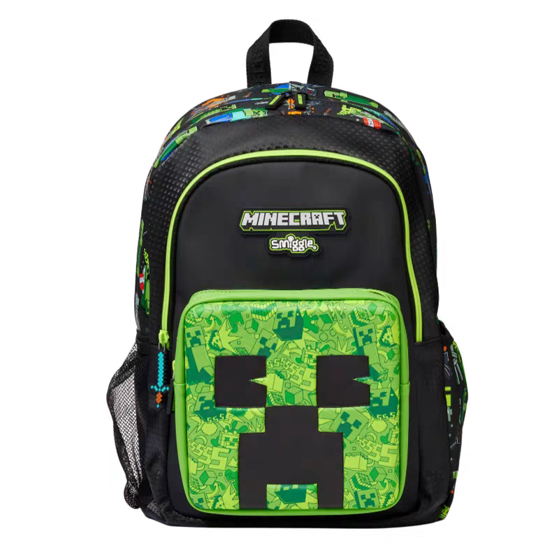 Smiggle Minecraft Design Set Of 3pcs Bottle Lunch Box Backpack 42cm