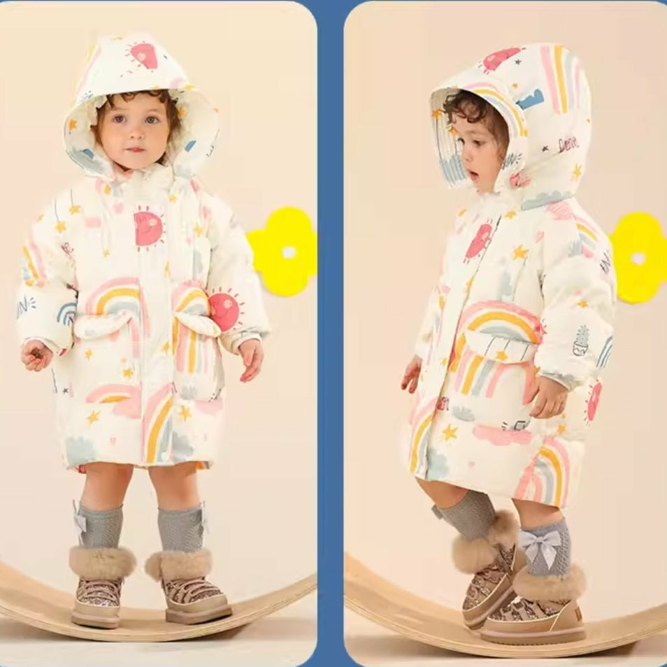 Warm Winter Jacket Rainbow Design 2-8y