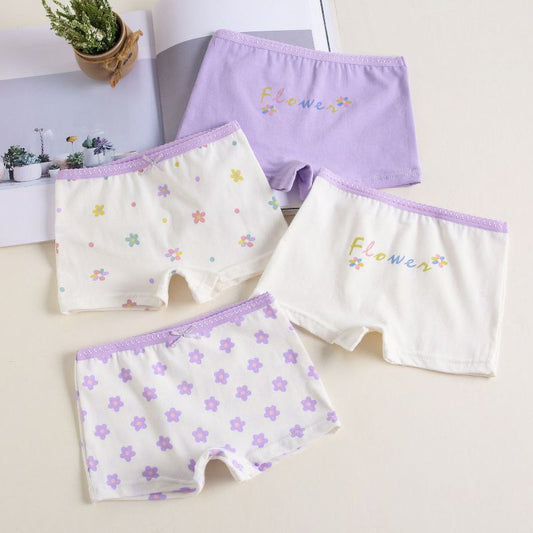 Set 4pcs Boxer Purple Flower For Girls Size 3-12y
