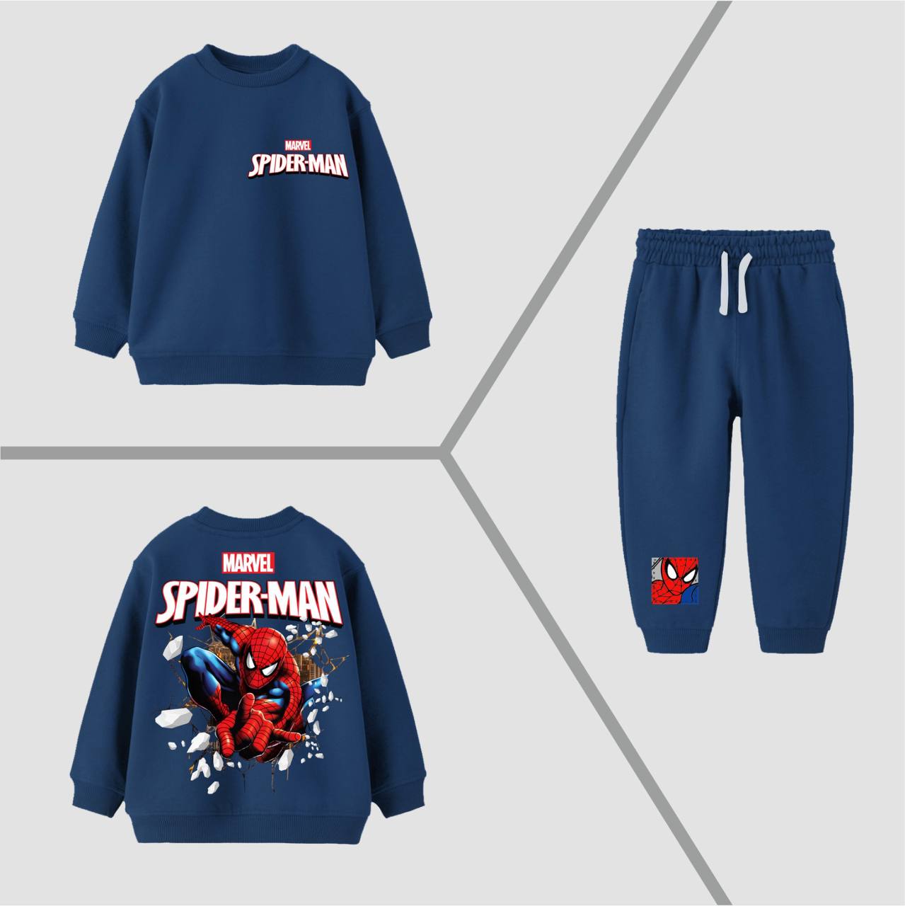 Blue Spiderman Outfit Cotton 100% 2-8y