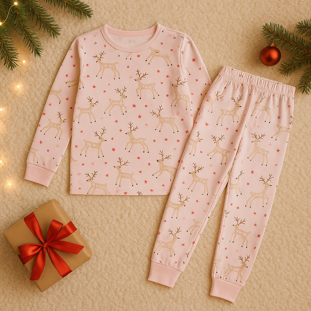 Christmas Pijama Light Pink Deer Design Age 8-9y
