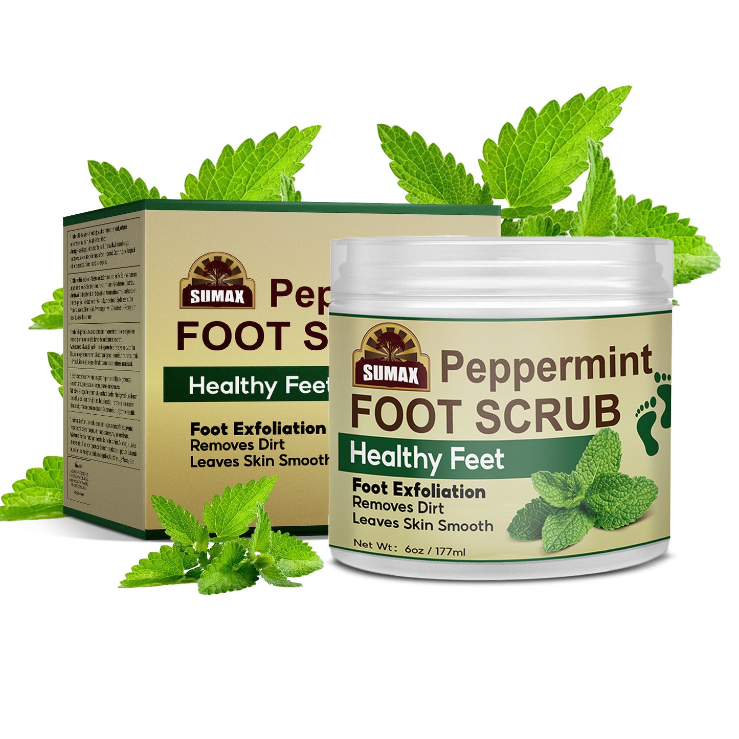 Peppermint Foot Scrub Great for Cracked Heels, Pedicures, Dead Skin Remover