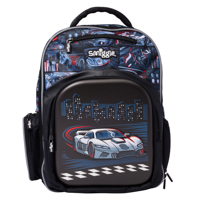 Smiggle Car Design Set Of 3pcs Bottle Lunch Box Backpack 42cm