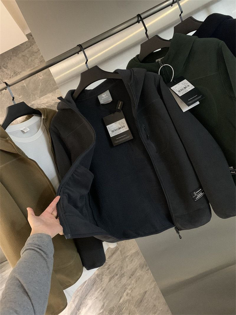 Black Jacket Long Neck Warm With Fleece Size S-M