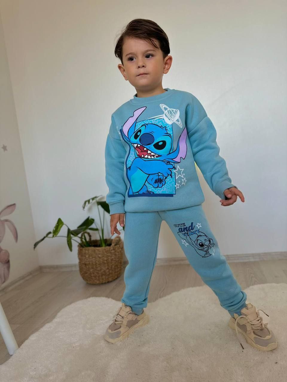 Stitch Outfit Cotton With Fleece 3-8y
