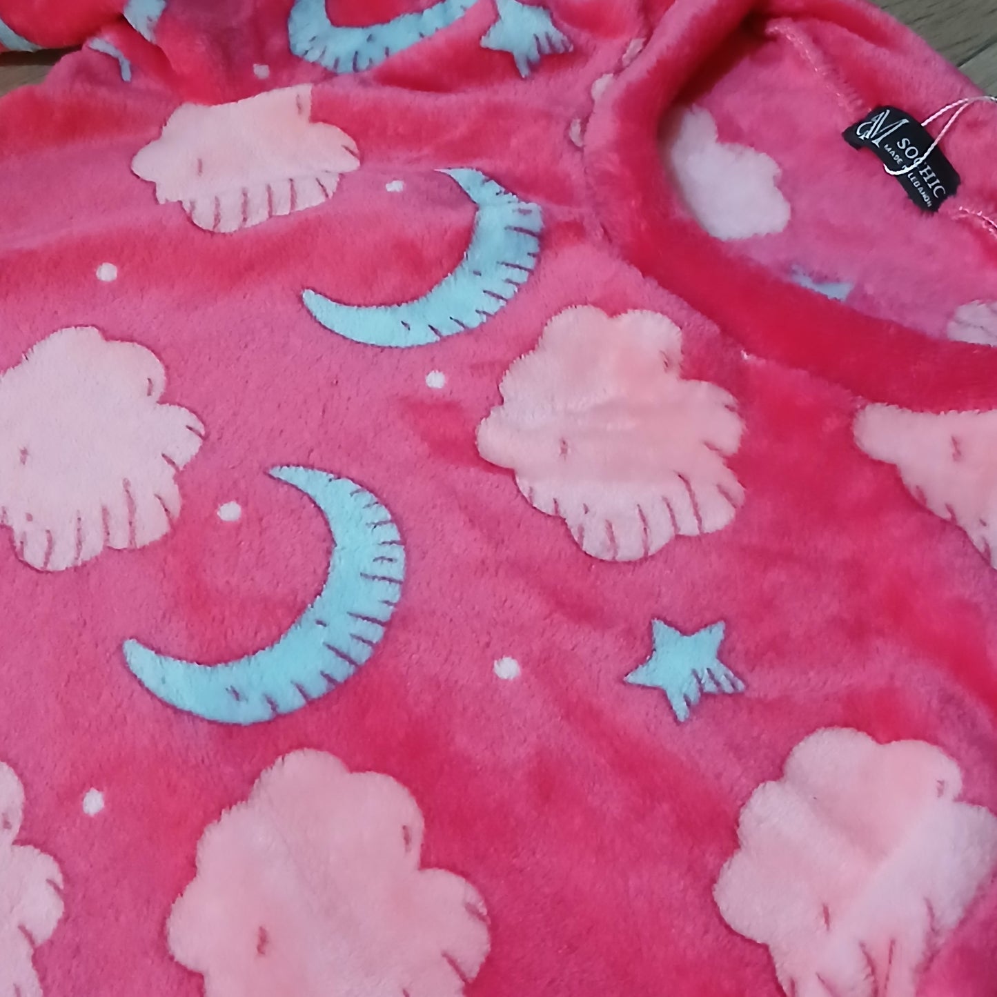 Pyjama Warm For Women Fuschia Moon Design Size M-XL