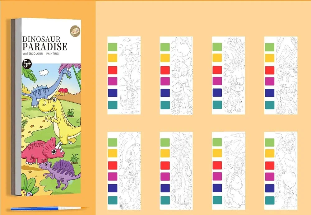 Activity Coloring Books, Watercolor Painting with Brush, 12 Sheets 3+