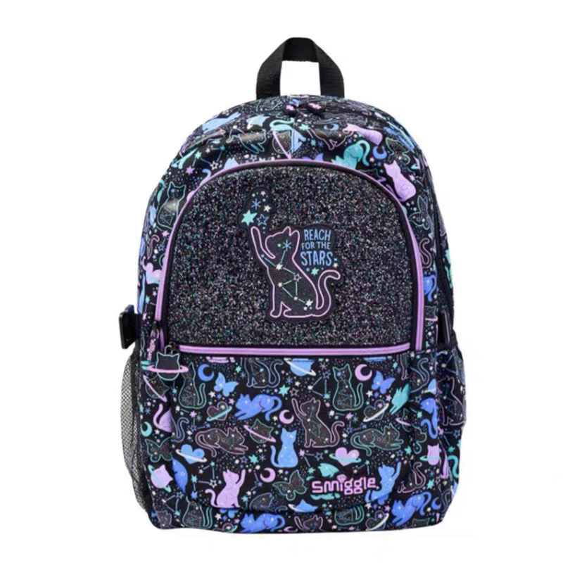 Smiggle Black Cat Design 3pcs Backpack 42cm lunch Bag Case