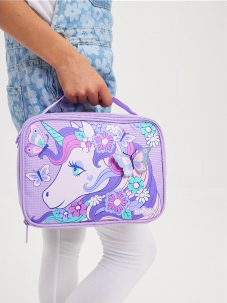 Smiggle Lunch Bag - Attach - Purple Unicorn | 25×19×8cm