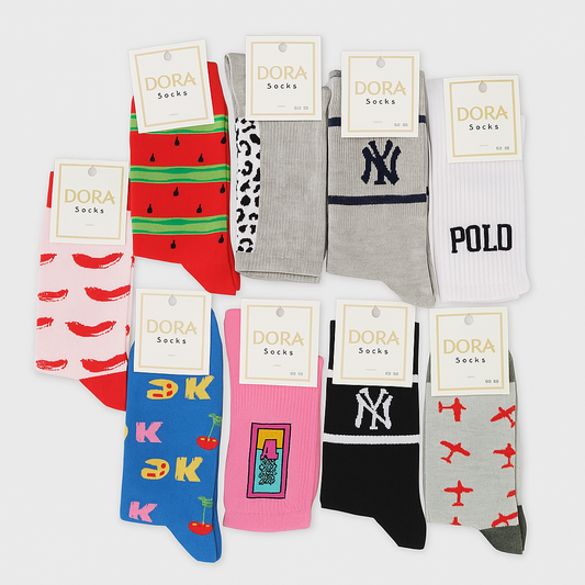 Long Socks Cotton With Design  Size 36-40