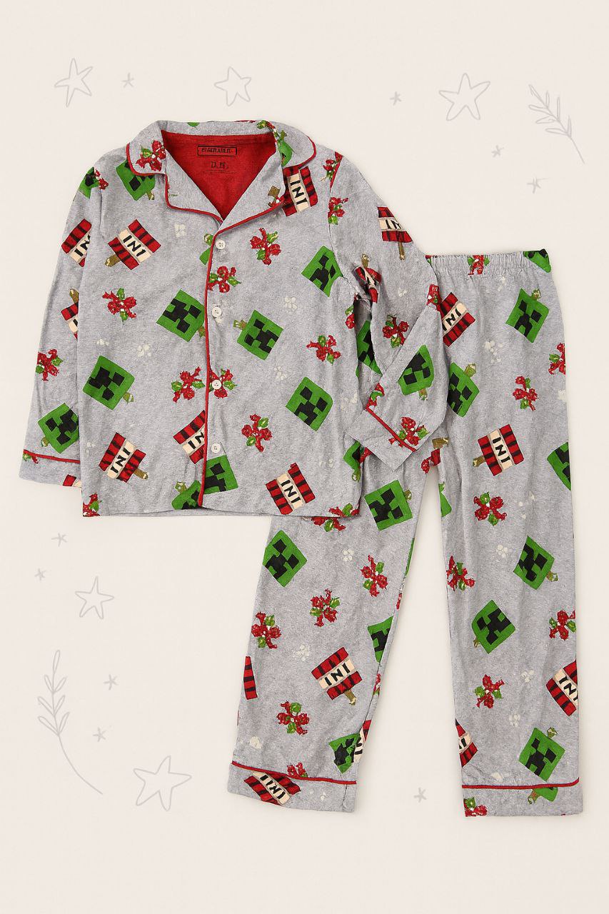 Warm pyjama Minecraft Design Size 4-14y