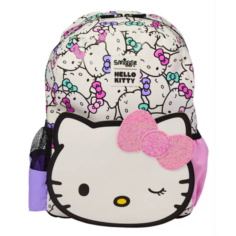 Smiggle Hello Kitty Design Set Of 3pcs Bottle Lunch Bag Backpack 42cm