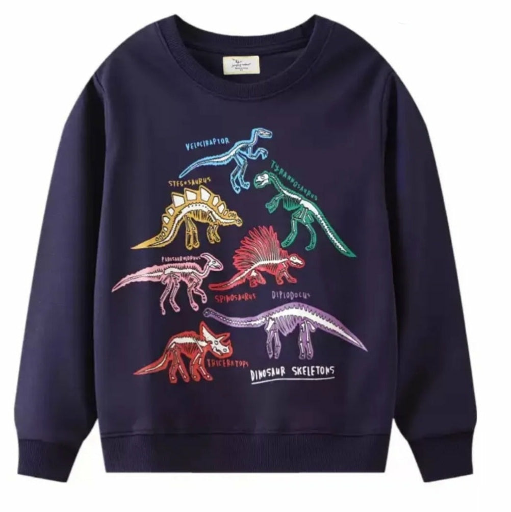 Cotton 100% Top Dino Design Long Sleeve