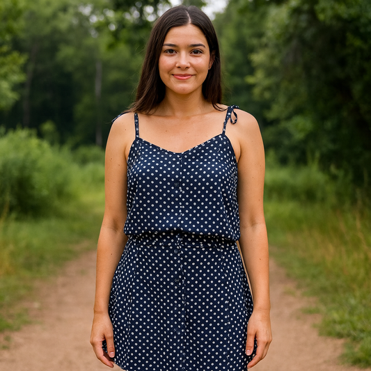 Set Of 2 Pieces Mini Skirt Crop Dots Size S-M