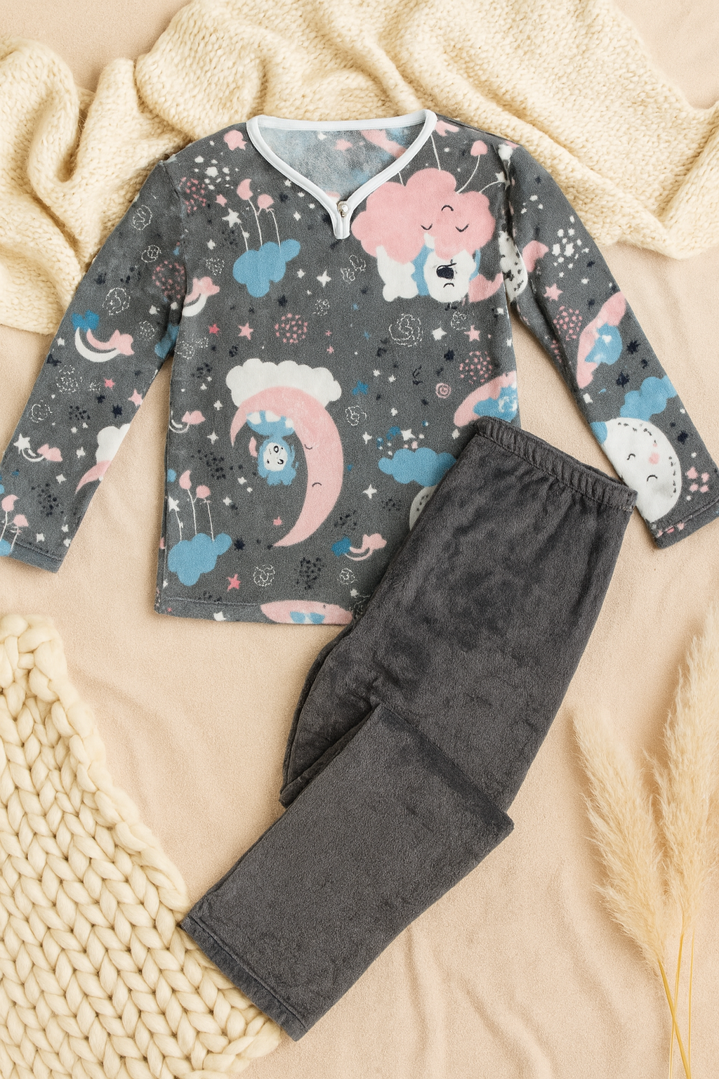 Pyjama Grey Warm For Women Size M-XL