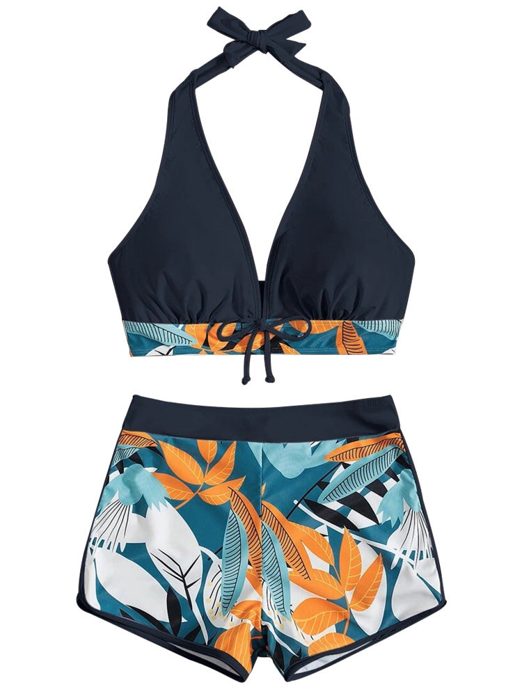 Swimwear For Women 2Pcs Floral Design Black Color Size S-XL