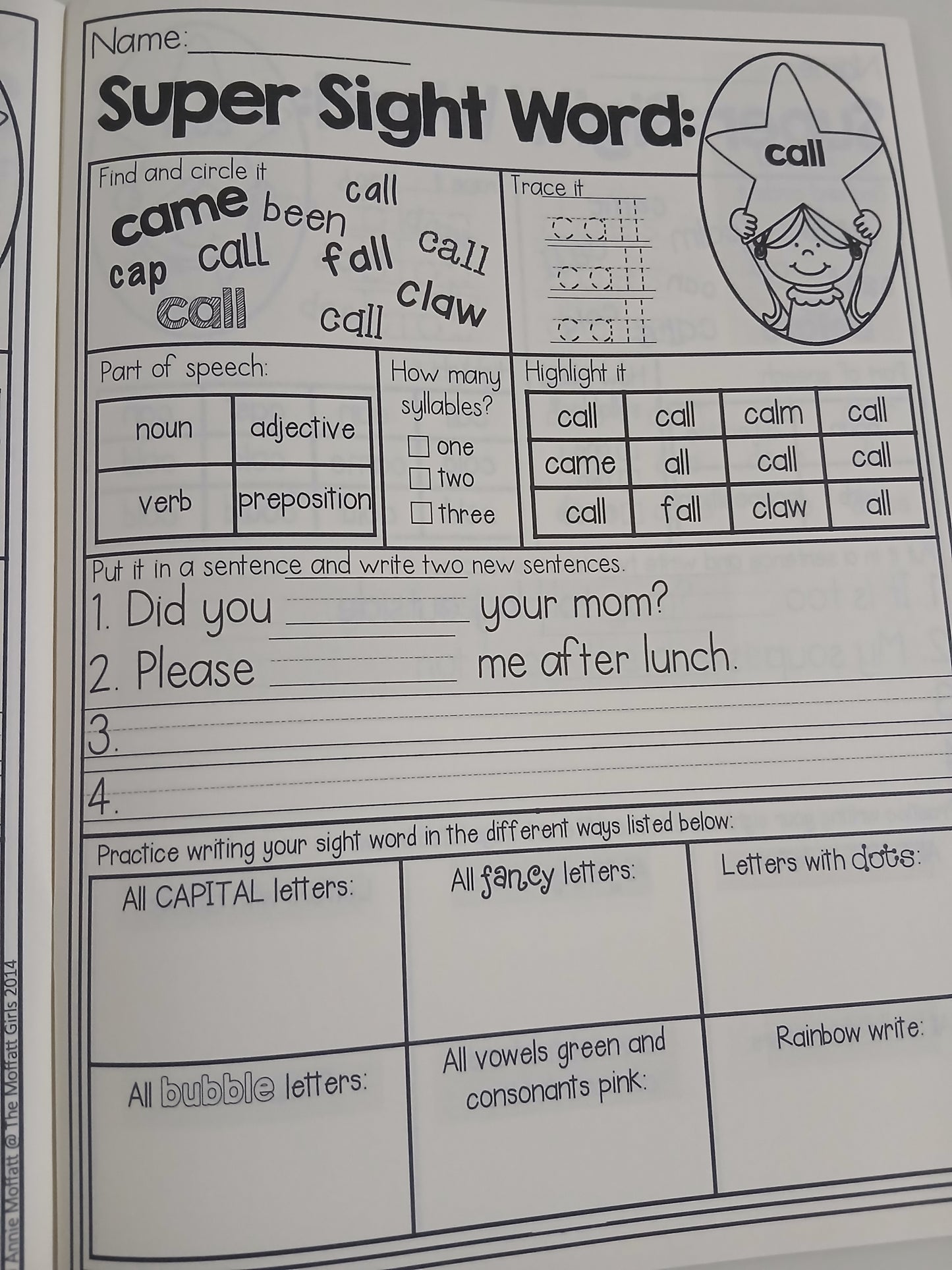 Sight Word Super Stars 2nd Grade No Prep Packet