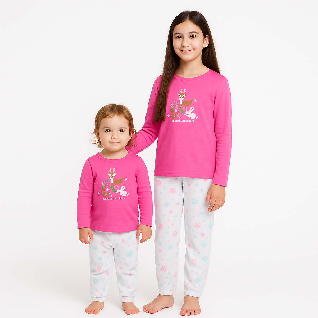 Warm Kids Pijama. Top Cotton Pants Warm Size 3-14y