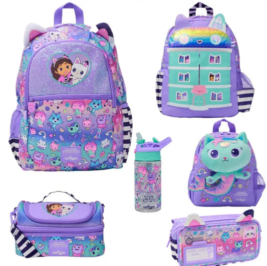 Smiggle Gabby's Dollhouse Set Of 3pcs Bottle Lunch Box Backpack 42cm
