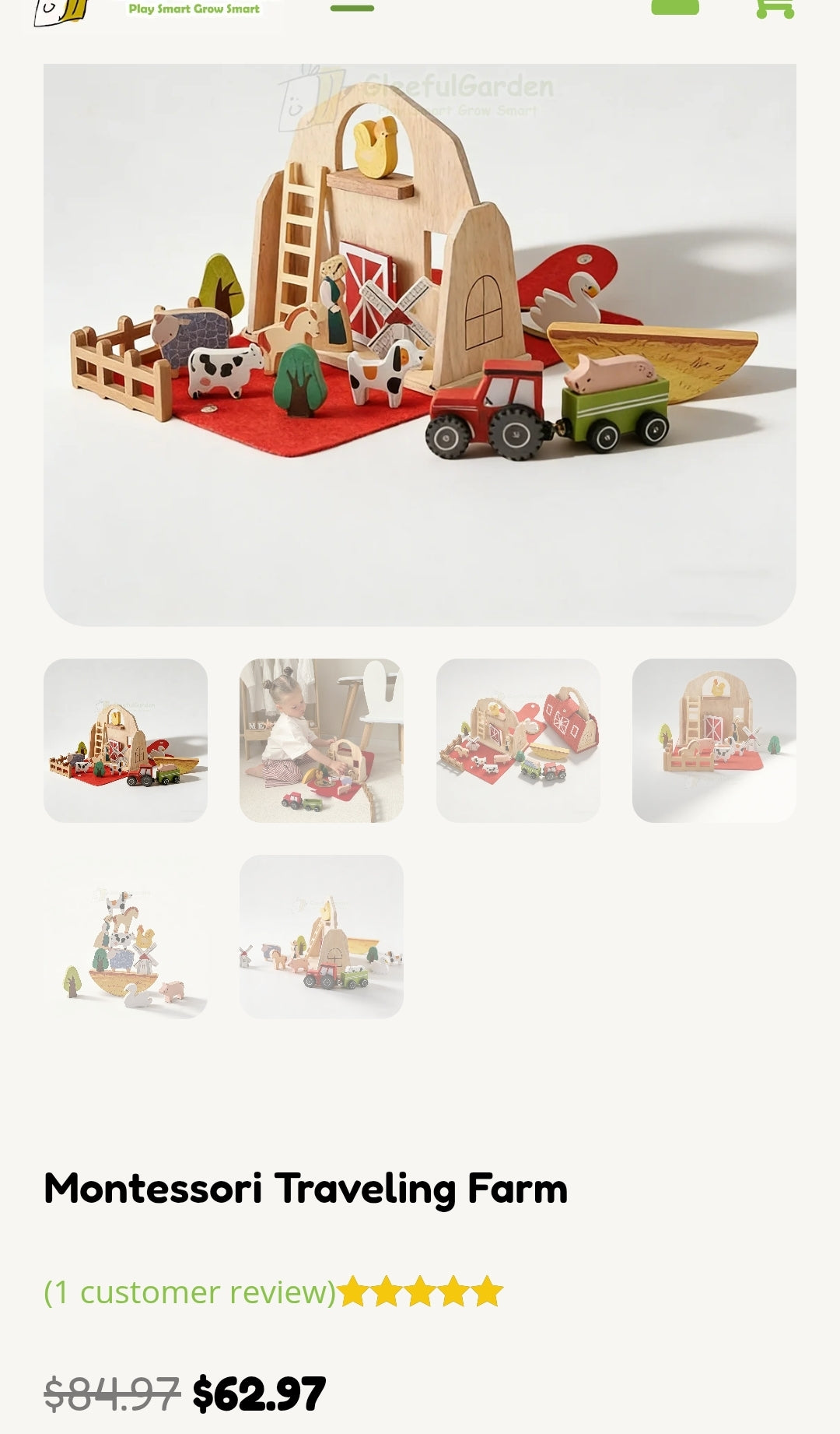 Montessori Educational Learning Toys - Barn Farm | Storable | 18 Pcs | 3+