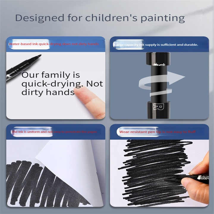 Marker With Black Head Pen For Art Double Sided