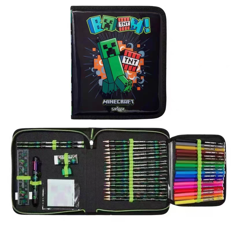 Smiggle Minecraft Design Set Of 3pcs Bottle Lunch Box Backpack 42cm