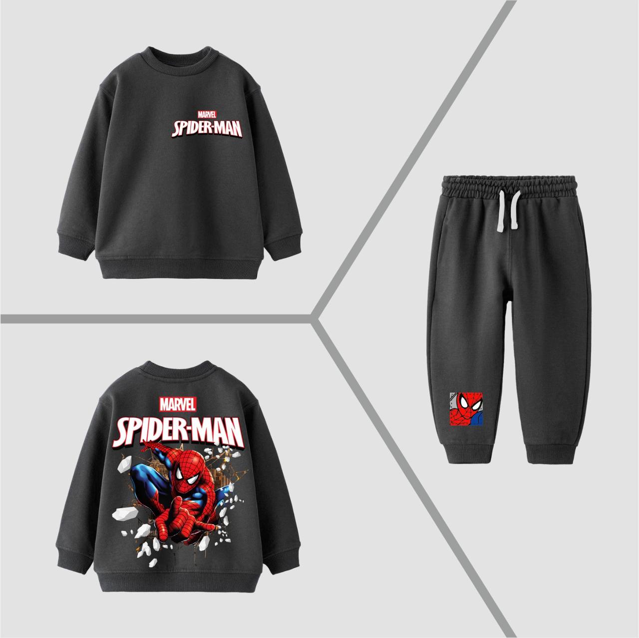 Grey Spiderman Outfit Cotton 100% 2-8y
