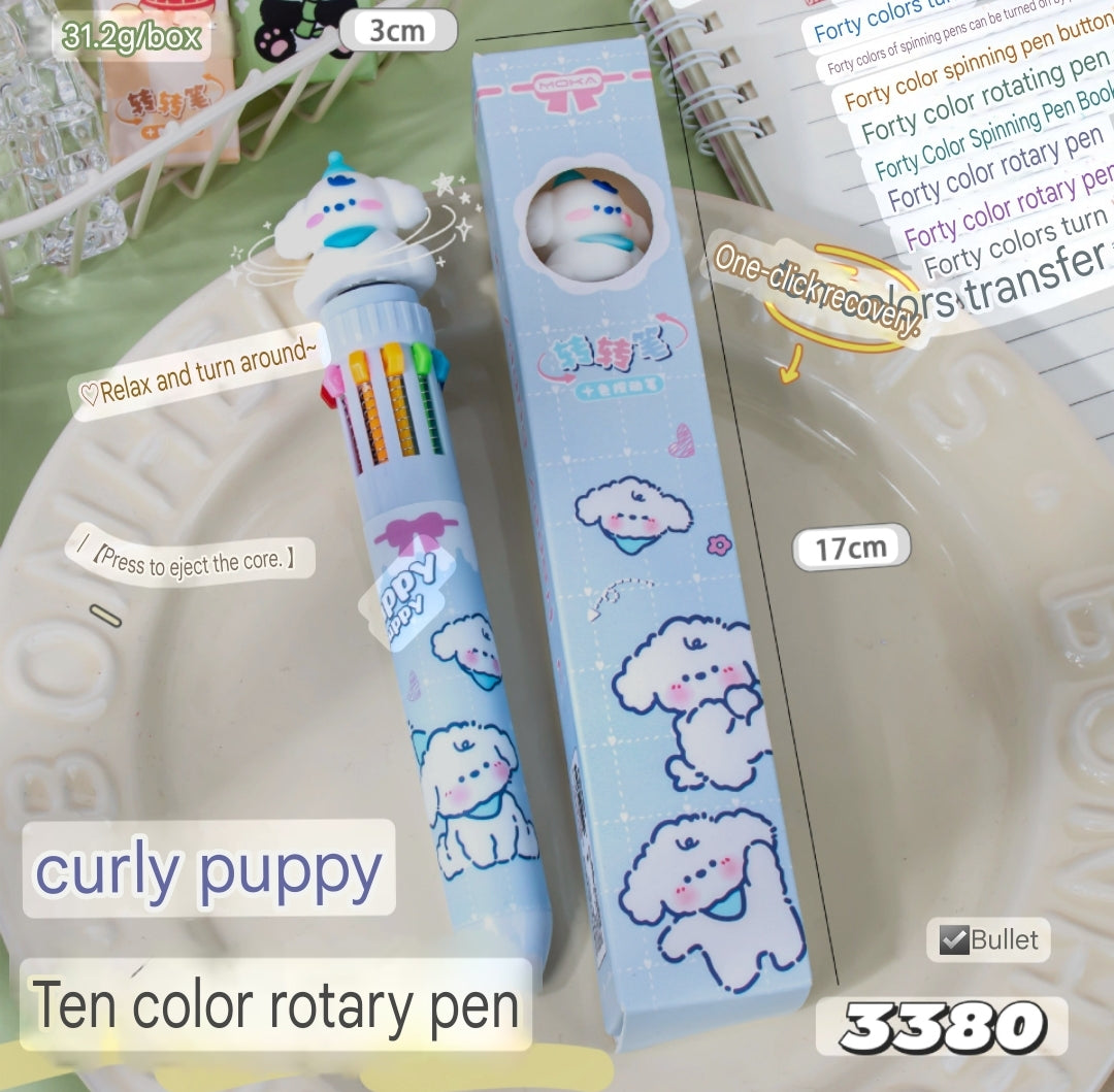 Cartoon Pen Ballpoint Multicolor Pen Press 10 Color Rotary Pen