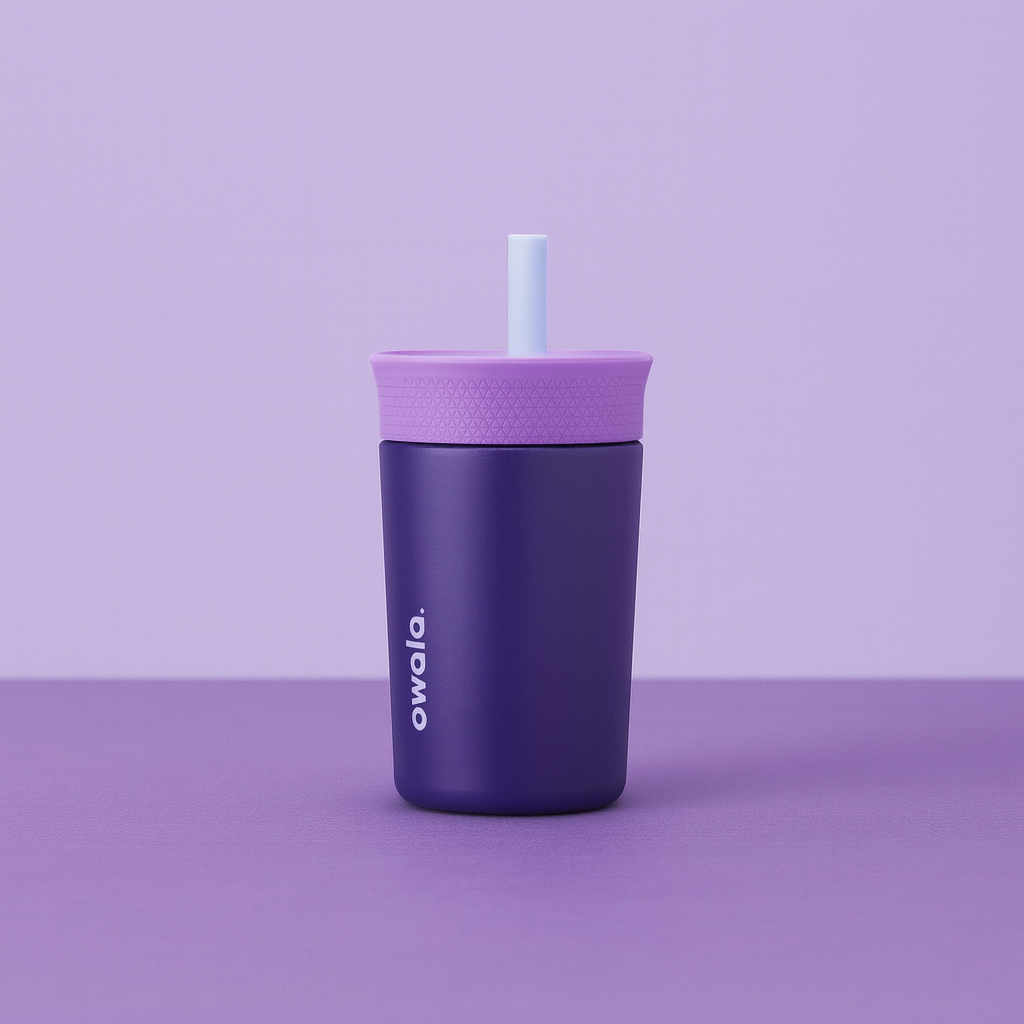 Owala Kids Bottle Stainless Steel Flexible Silicone Drinking Straw Spill-Resistant Lid 355ml