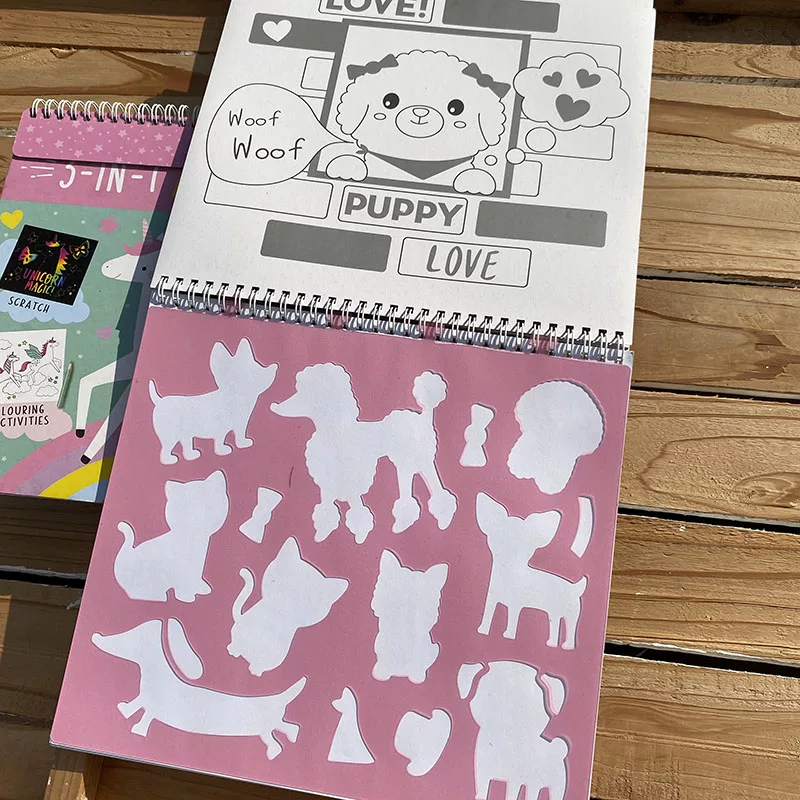 3 in 1 Activity Set Scratch, Colouring&Activities, Stencil