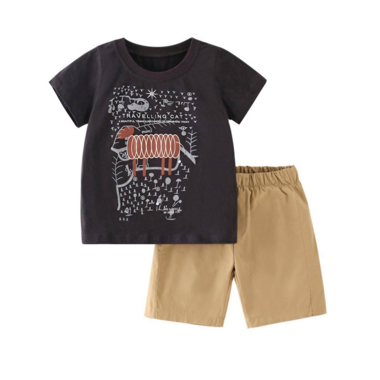 Outfit For Boys Traveling Cat Design Size 1-6y