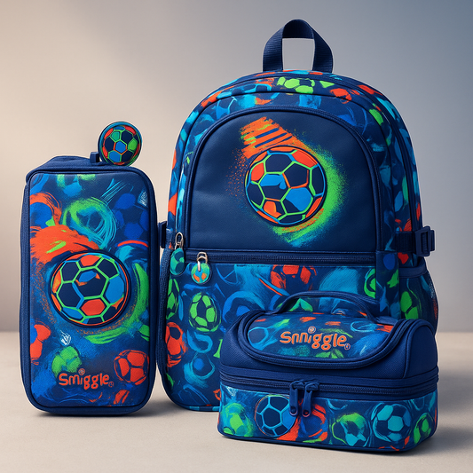 Smiggle Football Design 3pcs Set Backpack 42cm